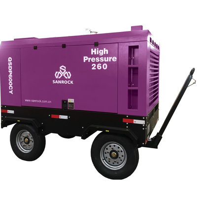 Compresor de aire de motor diesel de 162 kW con ruedas máquina de compresión de aire de tornillo de minería