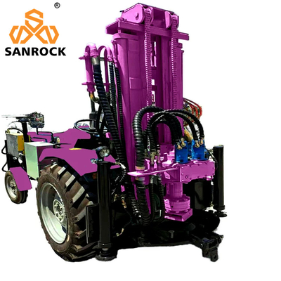 Máquina de perforación de pozos de agua montada en un tractor