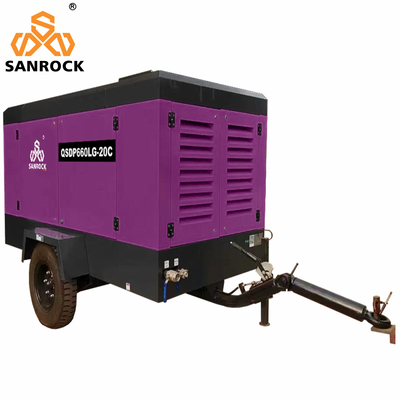 CE 20bar Potencia del motor 191KW Motor diésel portátil compresor de aire de tornillo giratorio para minería