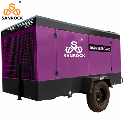 CE 20bar Potencia del motor 191KW Motor diésel portátil compresor de aire de tornillo giratorio para minería