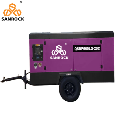 Compresor de aire de tornillo portátil de capacidad 2800 KG 20Bar para la minería 340L Tanque de combustible