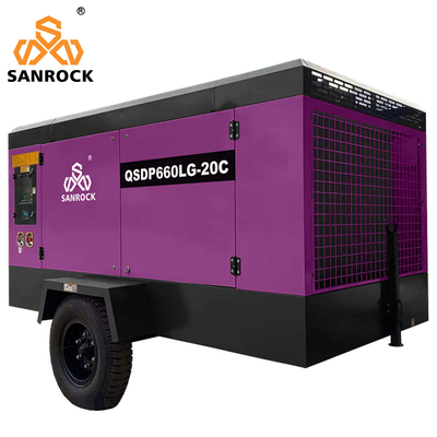 CE 20bar Potencia del motor 191KW Motor diésel portátil compresor de aire de tornillo giratorio para minería