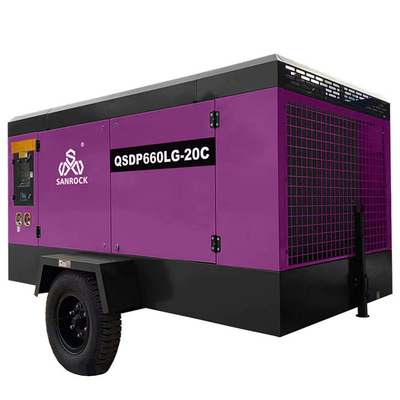 Compresor de aire de tornillo portátil Máquina de minería Motor diesel Compresor de aire de alta presión
