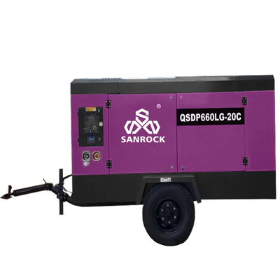 CE 20bar Potencia del motor 191KW Motor diésel portátil compresor de aire de tornillo giratorio para minería