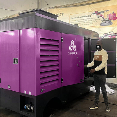 Compresor de aire de tornillo rotativo portátil para minería Fuente de energía diesel de 22 bar