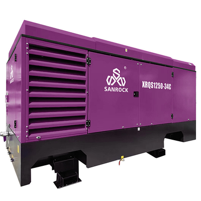 Máquina de compresión de aire de tornillo diesel lubricado Compresor de aire móvil Velocidad de 1750 rpm Compresor de aire de tornillo rotativo