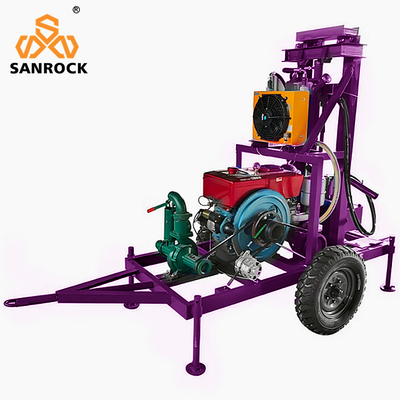 Máquina de perforación de pozos de agua montada en remolque Velocidad de rotación 60 r/min Máquina de perforación de pozos de agua portátil hidráulica