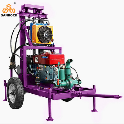 Máquina de perforación de pozos de agua montada en remolque Velocidad de rotación 60 r/min Máquina de perforación de pozos de agua portátil hidráulica
