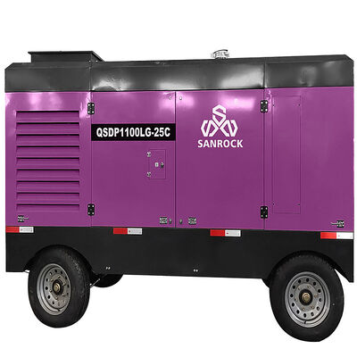 Compresor de aire de tornillo diésel portátil  de bajo ruido de 25 bar para minería