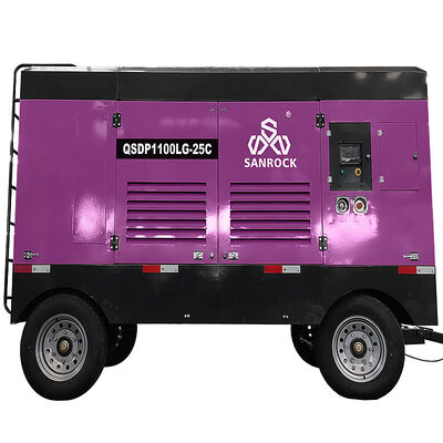 Compresor de aire de tornillo diésel portátil  de bajo ruido de 25 bar para minería