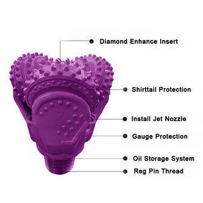 Broca de roca tricono para herramientas de perforación petrolera con cono de rodillos de carburo de tungsteno