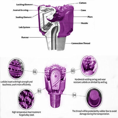 Petróleo bien Tricone Bit API Roller Cone Bit 3 1/2 "-17 1/2" de acero de alto carbono Tricone Perforación Bit