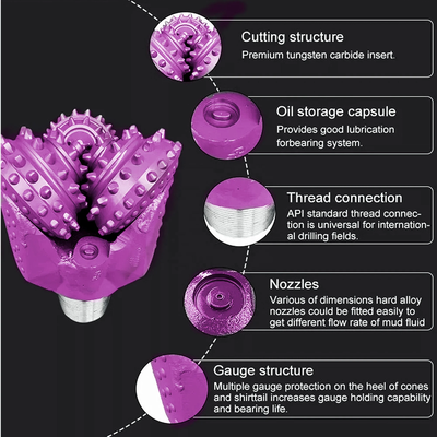 Perforación de roca de diamantes de caucho sellada con tricona de rodillo para la industria del petróleo y el gas