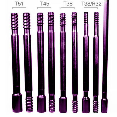 Barra de perforación de roca Herramientas de perforación minera T38 Barra de perforación de extensión roscada con martillo superior